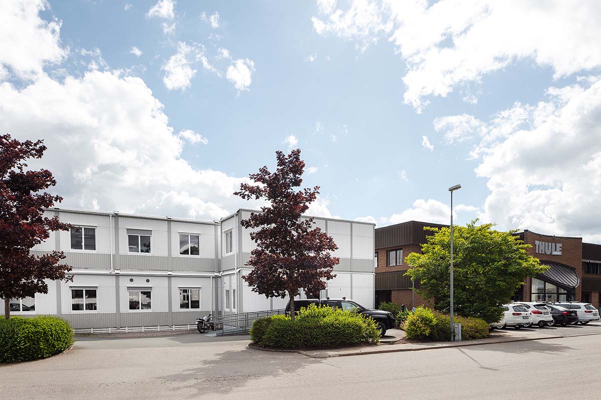 Thule Group kontorsmoduler från Expandia, placerade i Hillerstorp, Småland.