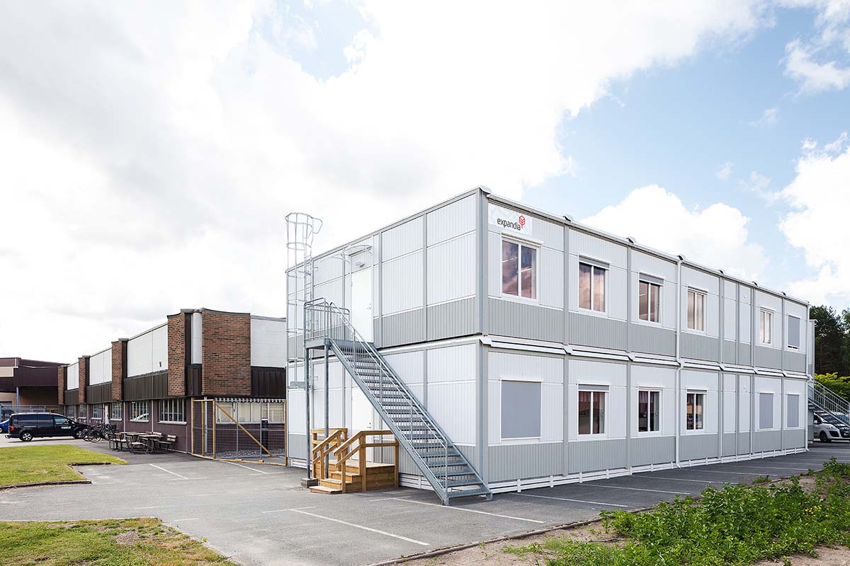 Thule Group kontorsmoduler från Expandia, placerade i Hillerstorp, Småland.